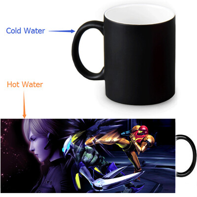 

Metroid 350ml / 12oz Heat Reveal Mug Color Change Чашка кофе Чувствительные морфинг-кружки Волшебная чашка для чайных чашек
