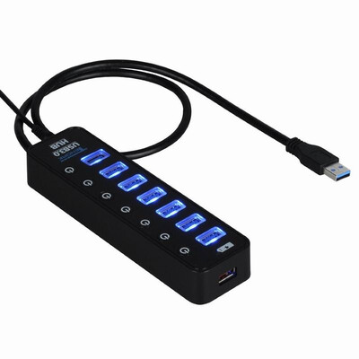 

Huayuan Smart Charger SuperSpeed USB Hub with 7 USB 30 Data Ports