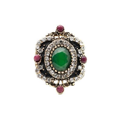 

New Turkish Women Vintage Ring Antique Gold Color Hollow Flower Ring Indian Resin Finger Jewelry Egyptian Bridal Bijoux Men Gift