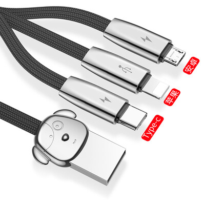 

Baseus Type-CMicroApple data cable Android mobile phone speed charge three-in-one for iPhoneX87Plus millet Huawei charging cable 12 m black