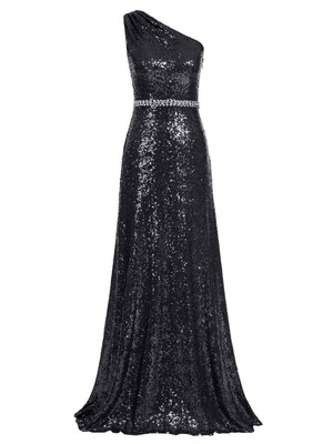 

CAZDZY One Shoulder Sequins A Line Evening Dress