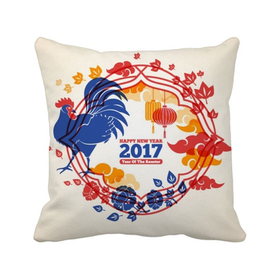 

Happy New Year 2017 Year of the Rooster Square Throw Pillow Insert Cushion Cover Home Sofa Decor Gift