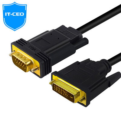 

IT-CEO DVI to VGA Adapter DVI-D to VGA Cable Digital HD Converter with Power Supply DVI241 Computer Graphics Card Connection Projector TV Monitor Y1DV-D