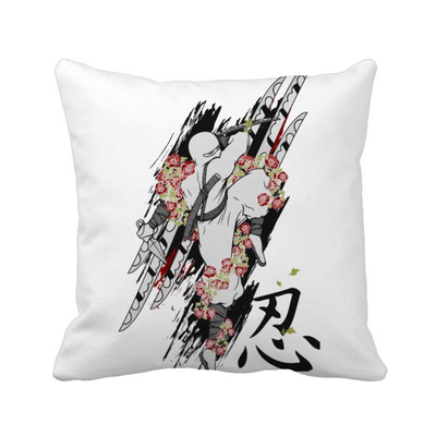 

Japan Culture Ninja Samurai Sword Square Throw Pillow Insert Cushion Cover Home Sofa Decor Gift
