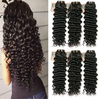 

YAVIDA Hair Indian 3 Pcs Virgin Hair Deep Wave 7A Unprocessed Indian Curly Virgin Hair Cheap Human Hair Weaving Indian Deep Wave