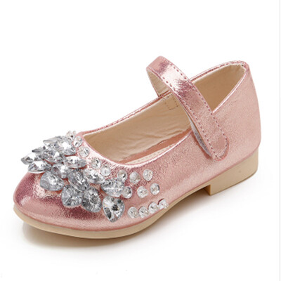

2018 New Autumn Children Shoes Girls Shoes Fashion Rhinestone Princess Flat PU Leather Kids Shoes for Girl Party Dance Shoes