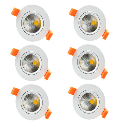 

6pcs / lot 5W Белый свет светодиодный COB чип downlight dimmer Встраиваемый светодиодный потолочный светильник