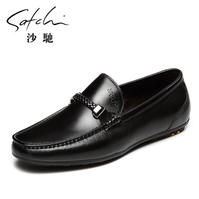 

Sha Chi comfortable leather sleeves casual shoes men 657742008Z black 39