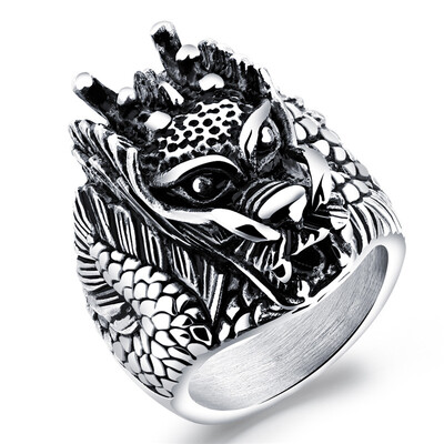 

High Quality Jewelry Stainless Steel Dragon Ring Mens Stainless Steel Vintage Style Punk Rings Accessories OR579