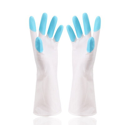 

Bingyou household gloves 2 double laundry waterproof gloves latex washing rubber rubber kitchen shark oil thin plastic gloves  large