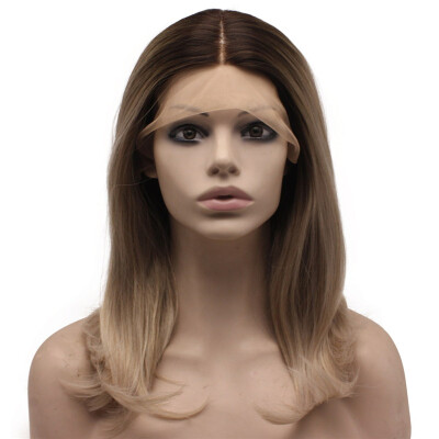 

Should Length Dark Root Ash Blonde Lace Front Wig Synthetic