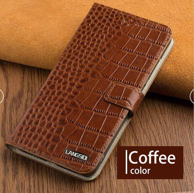 

Genuine Leather flip Case For iPhone 6 7 8 Plus X Crocodile Flat Texture Leather buckle phone cover