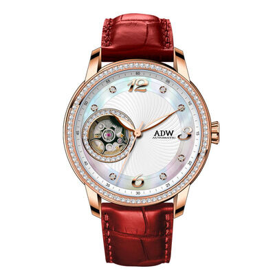 

Роскошные часы ADW Brand Ladies Watch Pearl Dial кожаный ремешок Автоматические механические часы женские часы водонепроницаемые модные часы