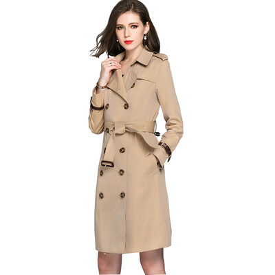 

BURDULLY Double Breasted Long Trench Coat Para As Mulheres 2018 Big Size High Quality 100 Cotton Coat Windbreaker Casaco Femin