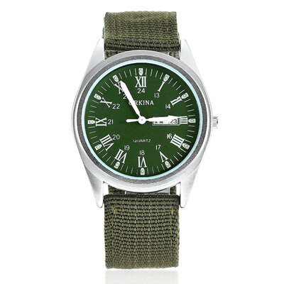 

ORKINA P1012 Men's Military Style Double Calendar Watches w/ Luminous Pointer/Roman Dial - Army Green