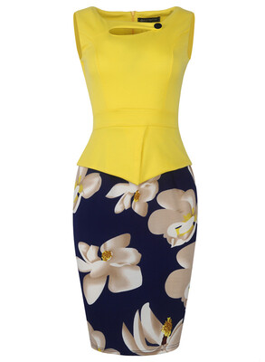 

MisShow Floral Ladies Work dress Patchwork Bodycon Autumn Winter Office Dress Bandage Pencil Dresses Robe Femme Vestidos