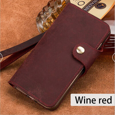 

LANGSIDI Genuine Leather flip Phone Case For Samsung S8 retro crazy horse leather buckle style flip cover