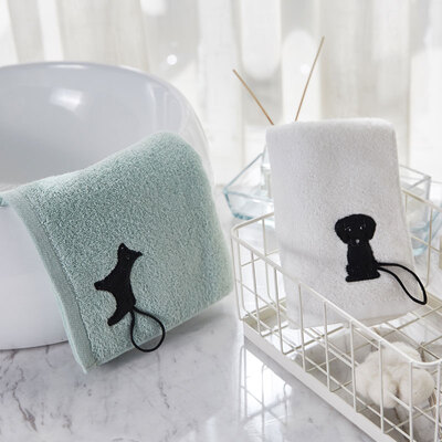 

Jie Liya towel home textile cotton playful dog cleansing towel couple wash towel strong absorbent adult household wipes towel two white green 7234 100g strip