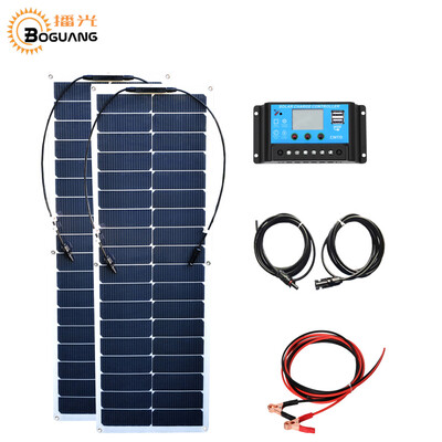 

BOGUANG 2pcs 50w solar module 100w flexible solar panel 12v24v 10A controller MC4 connector for battery outdoor RV yacht