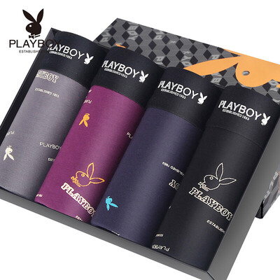 

Playboy Panties Mens Boxer Mens Underwear Ice Silk Sexy Breathable u Convex Waist Elastic Mens Corner Shorts Head 4 Pack 5596b Multicolor L