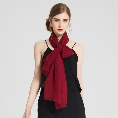 

WILLIAM&KATE silk scarf ladies silk scarf sunscreen beach towel shawl scarf simple fashion solid color wild silk scarf wine red