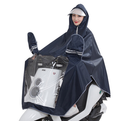 

Yuhang YUHANG outdoor riding adult electric battery motorcycle single raincoat men&women single poncho big hat 3XL navy