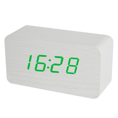 

Compas Compas Alarm Clock Creative Alarm Control Electronic Clock LED Night Light Silence Temperature Wood Clock HX-0813 Bamboo Wood Red Word
