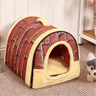 

2 In 1 Pet House&Sofa Machine Washable White Stars Pattern Non-slip Foldable Soft Warm Dog Cat Puppy Rabbit Pet Nest Cave Bed