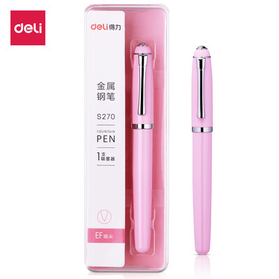 

Deli deli EF dark tip fat series correction posture pen signature pen metal posture training ink pen pink S270