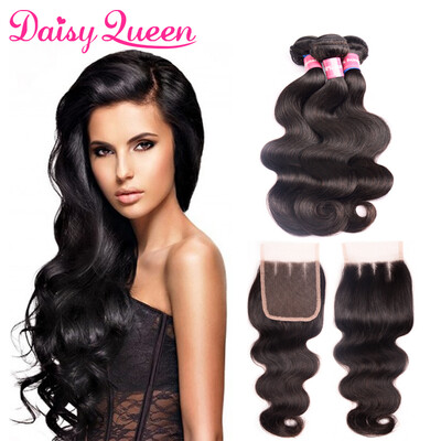 

Peruvian Body Wave Hair Bundles With Lace Closure 8A Peruvain Virgin Hair With Closure Unprocessed Virgin Human Hair With Closure