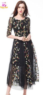 

XL XXL 3XL 4XL 5XL plus size lace elegant summer 2018 long dress women big size half sleeve lace flower embroidery maxi female