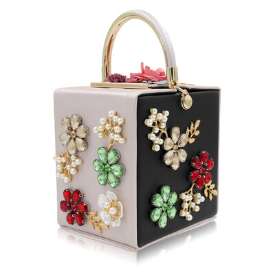 

Milisente Women Evening Bags Ladies Flower Clutch Handbag Female Royal Blue Crystal Clutches Purses