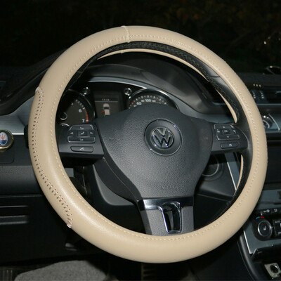 

xinjian winter leather car steering wheel cover four seasons breathable non-slip universal top layer cowhide set XJ06 beige