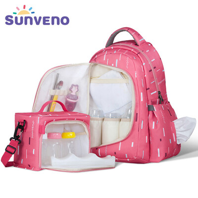 

SUNVENO 2in1 Diaper Bag Fashion Mummy Maternity Nappy Bag Baby Travel Backpack Organizer Nursing Bag for Baby Care Mother & Kids
