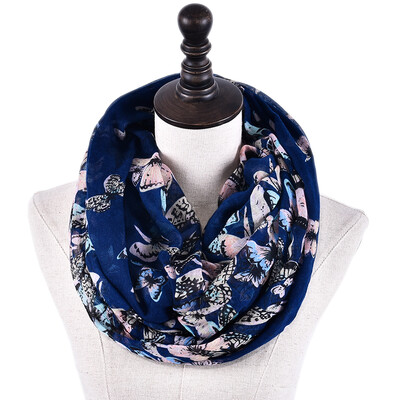 

Fashion Ring Scarf Women Butterfly Print Loop Shawl Female Autumn Winter Infinity Scarves Animal Collar Neck Scarf