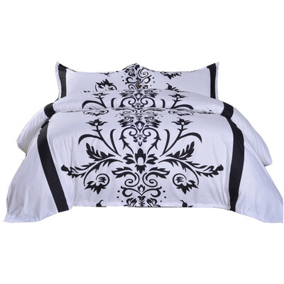 

iDouillet Vintage Palace 3-piece Duvet Cover Set with 2 Pillowcases Microfiber Floral Desgin Queen Size Black&White