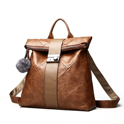 

Модные женские неподдельные кожаные рюкзаки Женские рюкзаки Кожаный рюкзак моды Роскошный коричневый шар Sac A Dos Femme Anti Thie