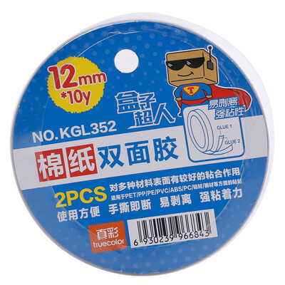 

True color TRUECOLOR cotton paper double-sided tape learning office stationery 12mm10y 2 rolls KGL352