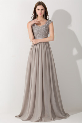 

Appliques Lace Long Evening Prom Bridesmaid Dresses A-line Party Gown