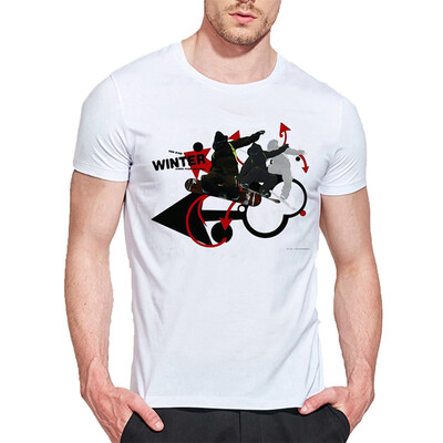 

Mens O Round Neck Casual Short Sleeves Fashion Cotton T-Shirts Winter Skiing Picture Digital Print