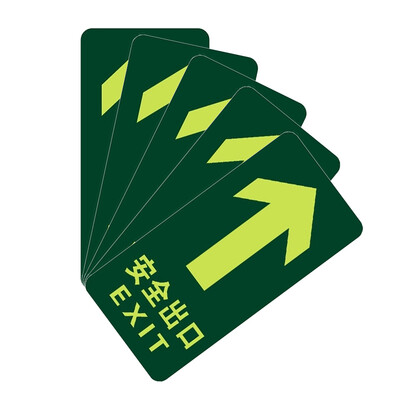 

Tengchi CT fire fluorescent safety exit luminous stickers Evacuation signs direction signs waterproof&wear warning stickers A01 straight safety exit 5 sets