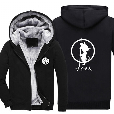 

USA SIZE 2018 Winter New Brand Fashion Dragon Ball Anime Son Goku Cosplay Hoodies Tops Thicken Zip up Casual Coats Plus size fas