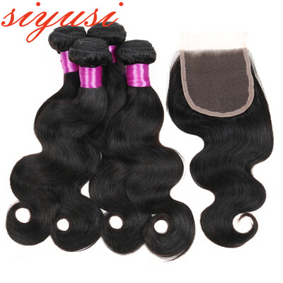 

7a Brazilian Virgin Hair With Closure 3 Bundles Body Wave Human Hair Weave With Lace Closure Cheap Brazilian Virgin Hair