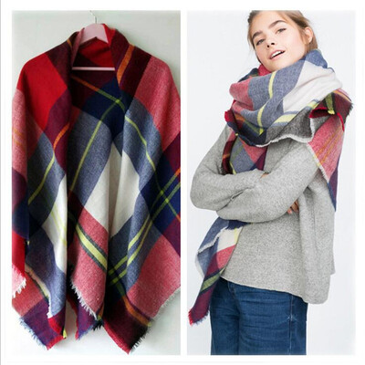 

2018 Fashion Plaid Winter Scarf для женщин Мужчины Толстые треугольные шарфы Женские зимние аксессуары Дамы Теплый шарф 140 * 140