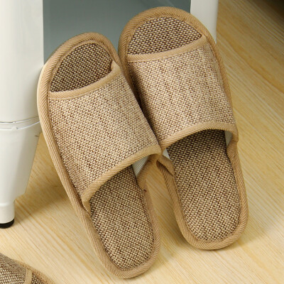 

Ou Runzhe slippers home seasons breathable linen non-slip sandals M code