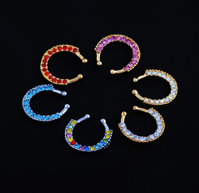 

5PCS stainless steel perforated for men&women multi-color nasal partition punk new nose nose nail body clavicle ring nose jewe