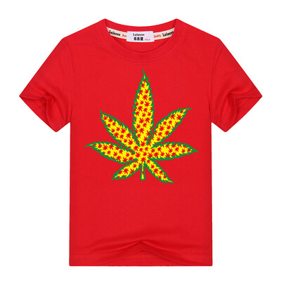 

2018 Newest Kids Weed leaf t shirt Grey shirts Boys Funny T-shirt Summer Casual Top Tees 100% Хлопок Детская одежда