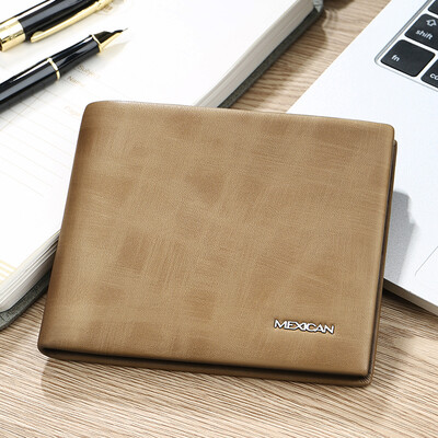 

Scarecrow MEXICAN wallet mens leather cross-section wallet first layer cowhide two fold short wallet multi-card card package MBO30971M-03 yellow brown