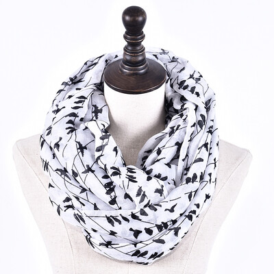 

JeouLy Infinity Scarves Women White Bird lady loop scarf autumn shawl ring tube scarf female circle