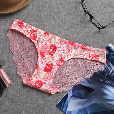 

Rose Lace Women Panties Seamless Print Underwear Sexy Briefs Women Leopard Lace Panties Plus Size  L XL XXL